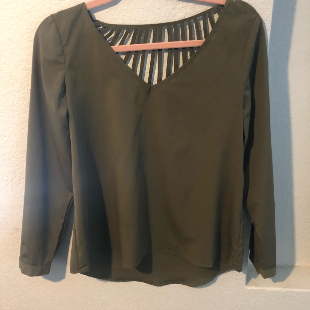 Olive green long sleeve blouse size medium